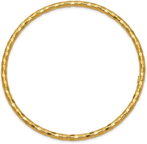 14K Yellow Gold Polished Textured Slip-on Bangle Bracelet in Saudi Arabia