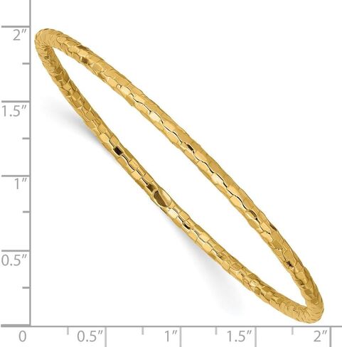 14K Yellow Gold Polished Textured Slip-on Bangle Bracelet in Saudi Arabia