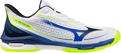 Mizuno Wave Exceed Tour 7 All Court Men's Racquet Sports Shoe, White-Dazzling Blue, US Mens 9 in Kuwait