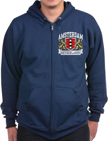 سويت شيرت بغطاء للرأس بسحاب من CafePress Amsterdam هولندا (داكن) للرجال بغطاء للرأس بسحاب داكن in Saudi Arabia