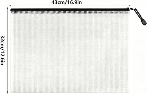 Mesh Zipper Bags A3 Plastic Zipper File Bags for Office School Travel Home Supplies Storage in Saudi Arabia