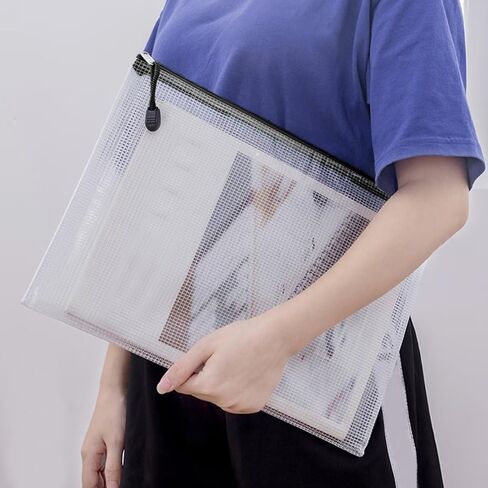 Mesh Zipper Bags A3 Plastic Zipper File Bags for Office School Travel Home Supplies Storage in Saudi Arabia