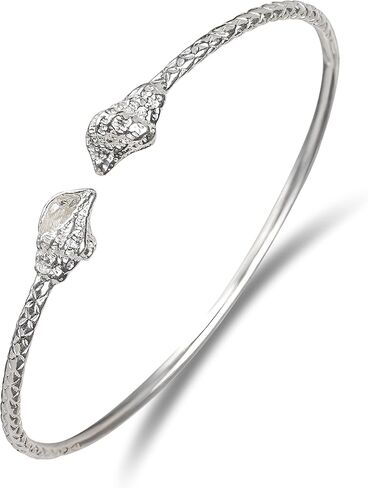 Better Jewelry Shell Ends West Indian Bangles .925 Sterling Silver 28.0 Grams, 1 pair, made in the USA in Kuwait