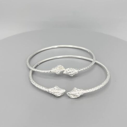 Better Jewelry Shell Ends West Indian Bangles .925 Sterling Silver 28.0 Grams, 1 pair, made in the USA in Kuwait