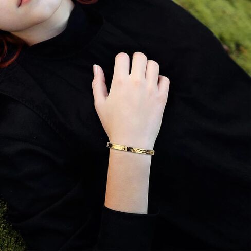 Stackable Bracelet Nail Love Bangle Bracelets Set for Women 18K Gold Plated Bangles Cubic Zirconia Classic Stainless Steel Jewelry Gift for Her in Saudi Arabia