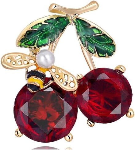 Fruit Brooch Pin for Women Men Dainty Strawberry Apple Cherry Lemon Cute Fruits Crystal Simple Badges Brooches Pin Jewelry Gift Dress Suit Shirt Clothes Accessories in Saudi Arabia