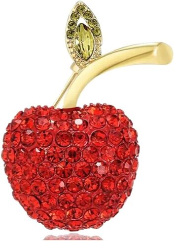 Fruit Brooch Pin for Women Men Dainty Strawberry Apple Cherry Lemon Cute Fruits Crystal Simple Badges Brooches Pin Jewelry Gift Dress Suit Shirt Clothes Accessories in Saudi Arabia