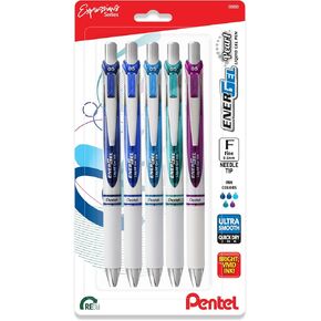 Pentel EnerGel RTX Pearl Liquid Gel Pen, Right Brain Expressions Pack, (0.5mm) Needle Tip, Fine Line, Asstd. Ink, 5-Pk in Kuwait