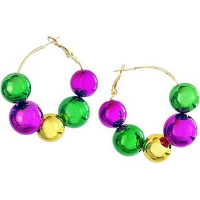 Shining Mardi Gras Circle Round Rhinestone Beaded Earrings for Women Jewelry in Kuwait