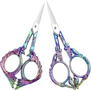 AQUEENLY مقص التطريز 2 حزمة مقص الخياطة الصغيرة لقطع النسيج الفولاذ المقاوم للصدأ التفاصيل المقصات للحرف اليدوية DIY أداة التطريز عبر غرزة قطع الأعمال الفنية الإبرة، 4.5 بوصة in Kuwait