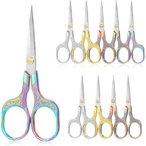 10 مقصات حادة صغيرة للخياطة، مقص تطريز 5 بوصة، مقصات حرفية صغيرة حادة ودقيقة، مجموعة متعددة الألوان من الفولاذ المقاوم للصدأ بتصميم زهور عتيقة للخياطة اليدوية in Kuwait