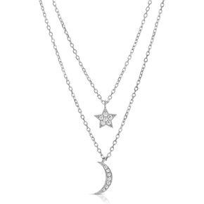 قلادة القمر والنجمة من الذهب الفيرميل عيار 18 قيراط للنساء، من الفضة الإسترليني عيار 925 قيراطًا in Kuwait