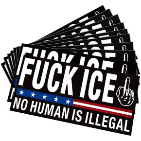 10 قطع من ملصقات Fuck ICE No Human is Illegal Bumper - ملصقات الفينيل الرائجة للعلم الأمريكي Abolish ICE - ملصقات سيارة مقاومة للماء مقاس 7.5 × 3.75 بوصة للشاحنات والسيارات والمركبات الترفيهية والثلاجة in Kuwait