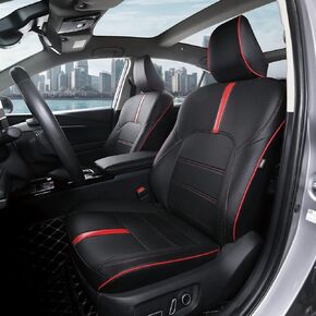 Custom Fit Seat Covers for 2025-2026 Toyota Camry Hybrid LE SE & 2026 Nightshade - Full Set Premium Waterproof Faux Leather Car Seat Protectors (Black+Red Line) in Saudi Arabia