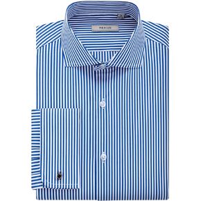 Men’s Stretch Stripe Dress Shirt–Windsor Collar French Cuffs Removable Collar Stays Office & Formal Long Sleeve Shirt in Saudi Arabia