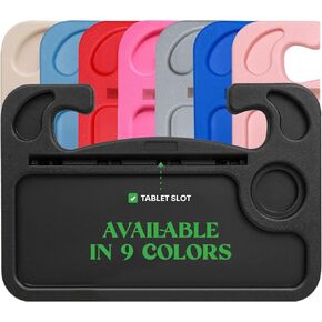 lebogner Steering Wheel Tray, Car Food Trays for Eating with iPad Tablet Slot, Multipurpose Double-Sided Hook On Travel Auto Steering Wheel Desk Table for Laptop & Notebook with Cup Holder, Black in Kuwait