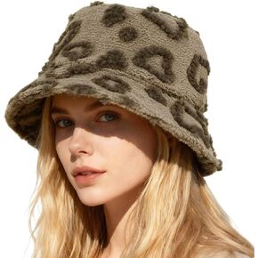 Winter Faux Fur Bucket Hat – Fluffy Furry Winter Hats for Women, Soft Mongolian Bucket Hats for Woman Men in Saudi Arabia