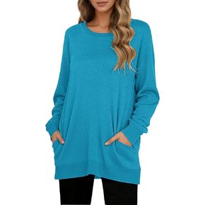 MISFAY Womens Casual Long Sleeve Round Neck Pocket T Shirts Blouses Tunic Sweatshirt Tops with Pocket in Kuwait