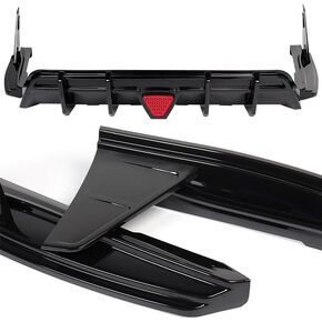 Rear Lower Bumper Diffuser Spoiler Lip W/LED Light Fit for 2018-2024 Toyota Camry SE XSE, Car Modifications Replacement Part Assembly, 2019 2020 2021 2022 2023 (Painted Black, Red Lens) in Kuwait