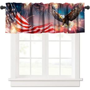 Independence Day Window Valance, 4th of July USA Flag Fireworks Eagle Flying Print Blackout Valance Curtain for Home Party Kitchen Bedroom Livingroom, 54x18inch in Saudi Arabia