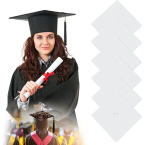6 Pcs Sublimation Blanks for Graduation Cap Grad Decorations, 9.3" x 9.3" Blank White Graduation Grad Cap Topper, 2026 Graduation Gifts Accessories in Kuwait