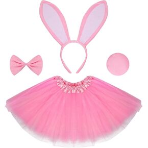 4PCS Bunny Costume for Adult, Bunny Ears Headband Bowtie Paws Tail Accessories for Adult Party Supplies in Kuwait