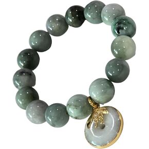 Natural Jade Bracelet for Wealth & Luck with Gold Charm | Premium Gift Box Included – Handmade Green Jadeite Bangle for Prosperity, Energy & Balance in Kuwait