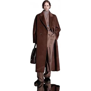 High-grade Women's Charming Long Wool Trench Coat Elegant Winter Warm Double Breasted Classic Jacket in Kuwait