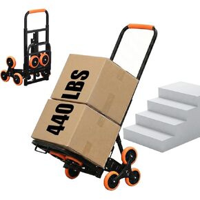 SEKAM Stair Climbing Cart, 440 LBS Capacity Folding Hand Truck Dolly with 10 Wheels, Heavy-Duty Stair Climber Cart with Telescoping Handle for Moving, Shopping, Warehouse, and Travel (Orange) in Kuwait