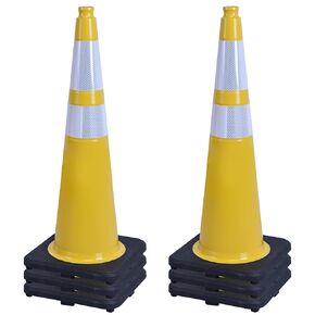 OrangeStar 8-Pack 28" Traffic Cones, Yellow Safety Cones with Reflective Collars, Heavy Duty Base for Construction, Parking Lot, Road Work, Flexible PVC, Indoor & Outdoor Use in Kuwait