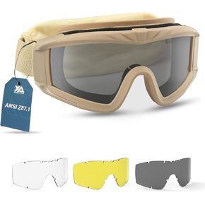 xaegistac Airsoft Goggles Tactical Safety Goggles Anti Fog Glasses Hunting Cycling in Kuwait