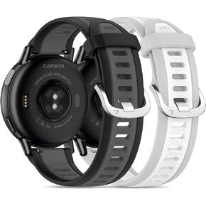 Silicone Watch Bands for Garmin Forerunner 165/55/570-42mm/245/645, Vivoactive 6/5/3, 20mm Quick Release 2 Pack Soft Rubber Replacement Strap for Vivomove Style/Luxe/HR/Sport Women men in Kuwait