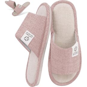 CHGANG House Slippers for Women,Warm Cozy Soft Lightweight Slip-On Open Toe Linen Cotton Slippers with Memory Foam and Indoor Outdoor Soles in Saudi Arabia