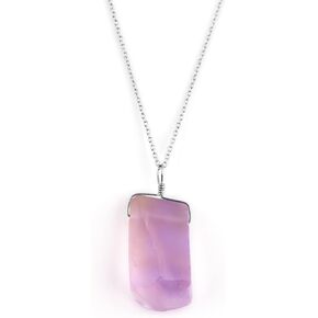 Natural Gemstone Pendant Necklace for Women Handmade Birthstone Healing Crystal Jewelry Chain 20" Stone Birthday Christmas Wedding Gifts for Her in Saudi Arabia