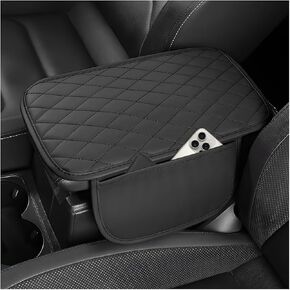 Car Center Console Cover, PU Leather Car Center Armrest Cover with 2 Storage Bags, Upgraded Comfortable Middle Console Protector Cushion Pad Universal for Most Vehicles (Black) in Kuwait