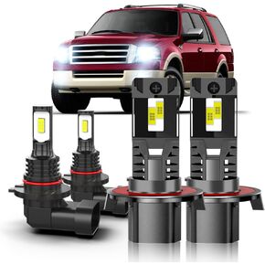 For Ford Expedition 2007 2008 2009 2010 2011 2012 2013 2014 Light Bulbs combo,9008 Hi-Low Beam 9145 Fog Light Bulbs,6000K White,800% Brighter Lightness,Plug and Play,60,000+ Hours Lifespan(Pack of 4) in Kuwait