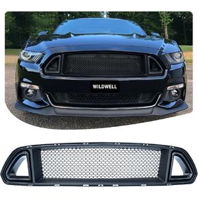 WildWell Mustang Grill For Ford Mustang 2015-2017 Front Upper Hood Grill Mesh Style Black in Kuwait