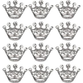 LUOEM 12 Pieces Crown Brooch Fashion Diamond Wedding Party Pageant Tiara Crown Corsage for Wedding Valentine's Day Supplies (Silver) in Kuwait