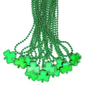 3pcs St. Patrick's Day Necklaces, Green Shamrock Clover Metallic Beaded Necklaces for St. Patrick's Day in Saudi Arabia