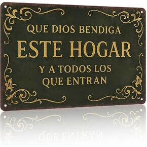 Que Dios Bendiga Este Hogar Spanish VintageAluminum Wall Sign -8x12in Decor for Home,Prayer Room, Bedroom in Kuwait