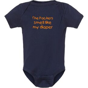 Curiositees The Packers Smell Like My Diaper Funny Baby Boy Bodysuit Outfit (Bears - Navy, Newborn) in Kuwait