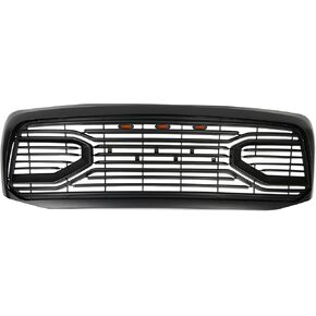 Front Grill Compatible With Dodge Ram 1500 2006-2008 & Dodge Ram 2500 3500 2006-2009 Matte Black Front Bumper Grille MD Style With Accessories/Letters/Amber Light Up in Kuwait