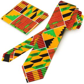African Print Necktie for Men Pocket Square 2PC Set Kente Neck Ties in Saudi Arabia