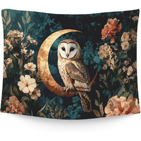 WAITPI Vintage Owl Moon Floral Tapestry Wall Hanging for Bedroom, Moody Dark Academia Cottagecore Botanical Flower Owl Wall Hanging Decor Tapestry for Home Living Room Office, 40x30in in Kuwait