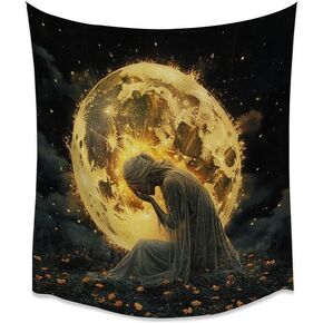 Heltrappe Gothic Female Portrait Dark Tapestry Aesthetic Wall Hanging Vintage Wall Art Horror Tapestry for Bedroom and Living Room 30x40inch in Kuwait