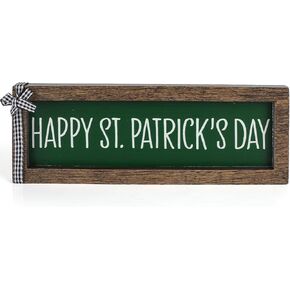 Happy St.Patrick's Day Wooden Tabletop Sign, Vintage St Patricks Wooden Table Decor for Home, Shelf, Mantel, Desk, Fireplace Decorations in Kuwait
