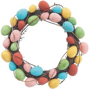 Colorful Easter Egg Wreath - 14 inch diamter, Foam on grapvine - Easter Rustic Home Decor in Saudi Arabia