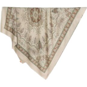 HangErFeng Women Wool Silk Blend Scarf Large Square Shawl Paisley Floral Print Soft Wrap Beige 53 In 1296 in Kuwait