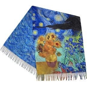 Vincent van Gogh Art Scarf. Starry Night, Sunflowers, Irises & Bedroom Design. Colorful Artistic Wrap Gift for Art Lovers, Artistic Gift for Her in Saudi Arabia