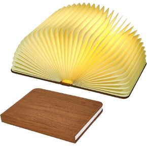 XIUDI 8 Colors Folding Book Lamp,Upgraded Version Portable Book-Shaped Desk Light,Novelty LED Paper Lantern with USB Rechargeable Night Light,Large Wood (Size 8.6×6.3×1in) in Saudi Arabia